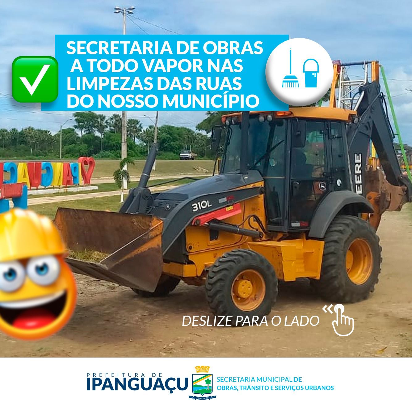 Secretaria de Obras avança no trabalho de limpeza urbana pelas ruas de Ipanguaçu