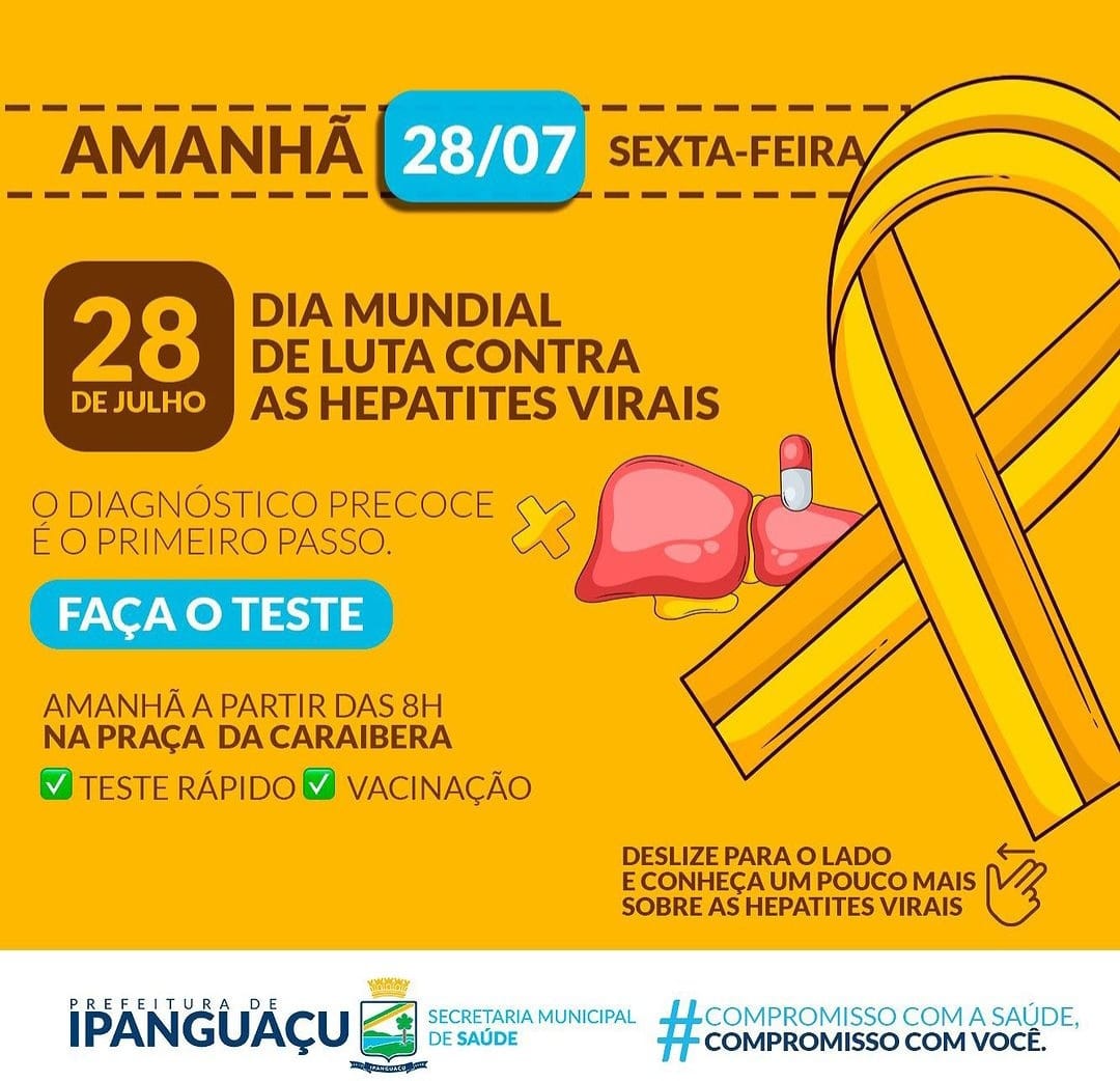 Julho Amarelo: Ação vai marcar o Dia Mundial de Luta contra as Hepatites Virais em Ipanguaçu