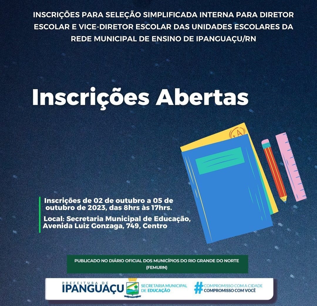 Ipanguaçu inicia processo seletivo interno para seleção dos diretores escolares