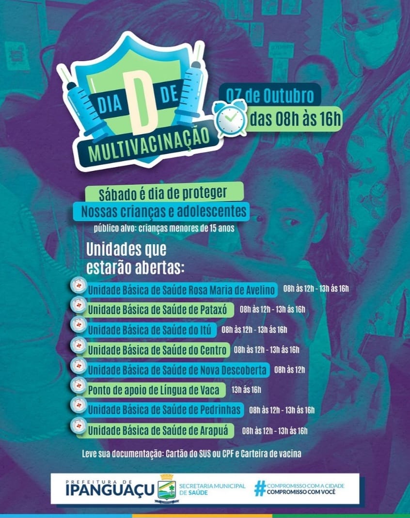 Campanha de Multivacinação 2023 começa neste sábado em Ipanguaçu