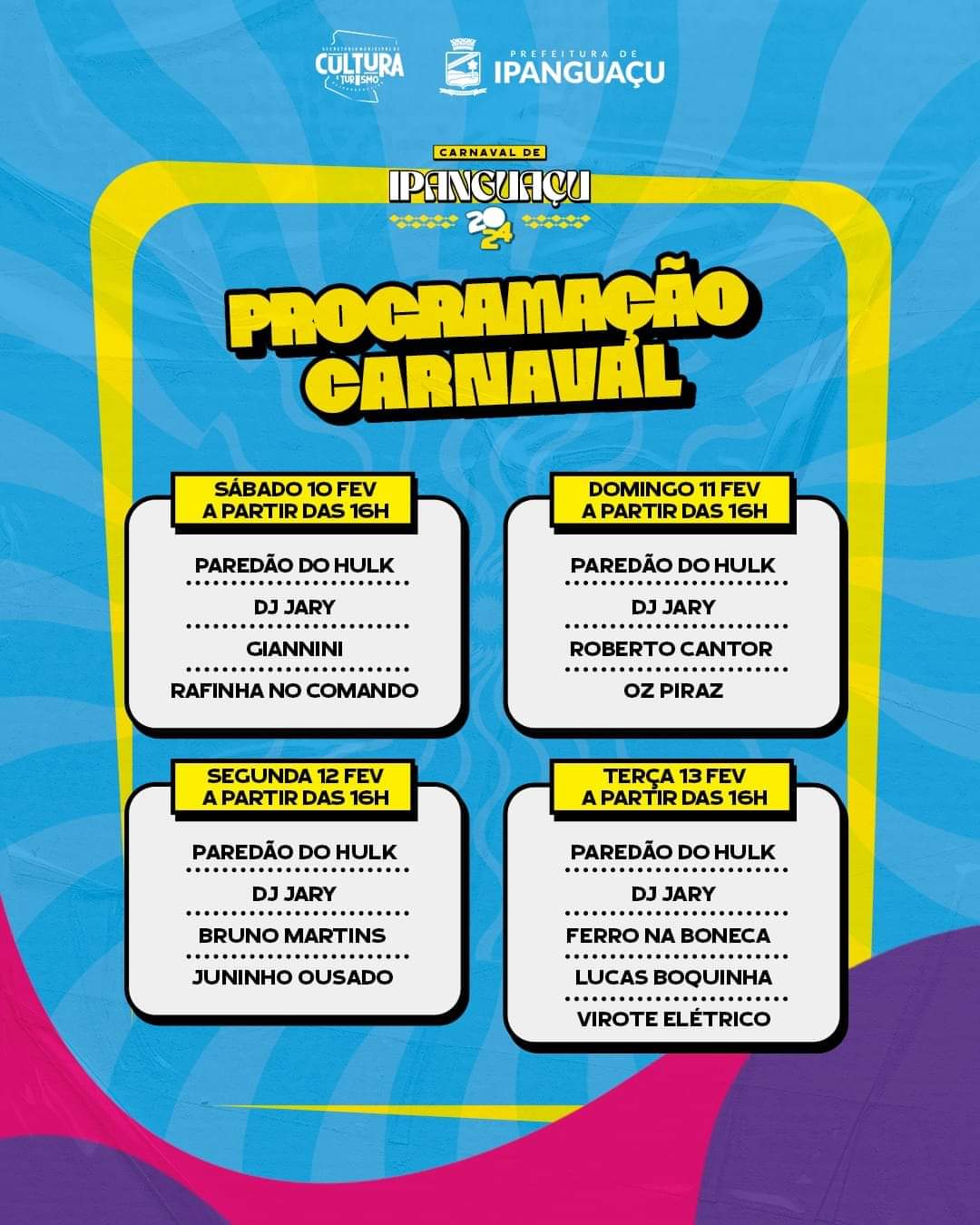 Confira a programação completa do Carnaval de Ipanguaçu 2024